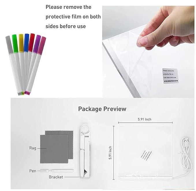 3D LED Light Glass Writing pad